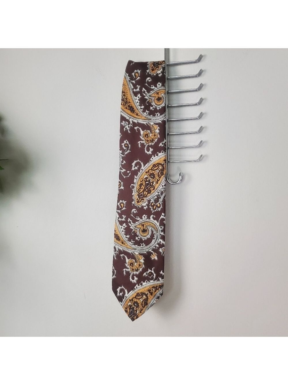 Vintage Paisley Brown and Gold Tie Brown Bandana Style
